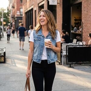 Kensie Light Blue Denim Vest